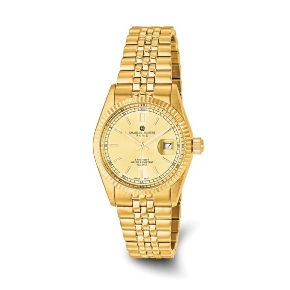 Charles Hubert Men's Gold Tone Watch - IP-Plated Stainless Steel - Date - 35mm